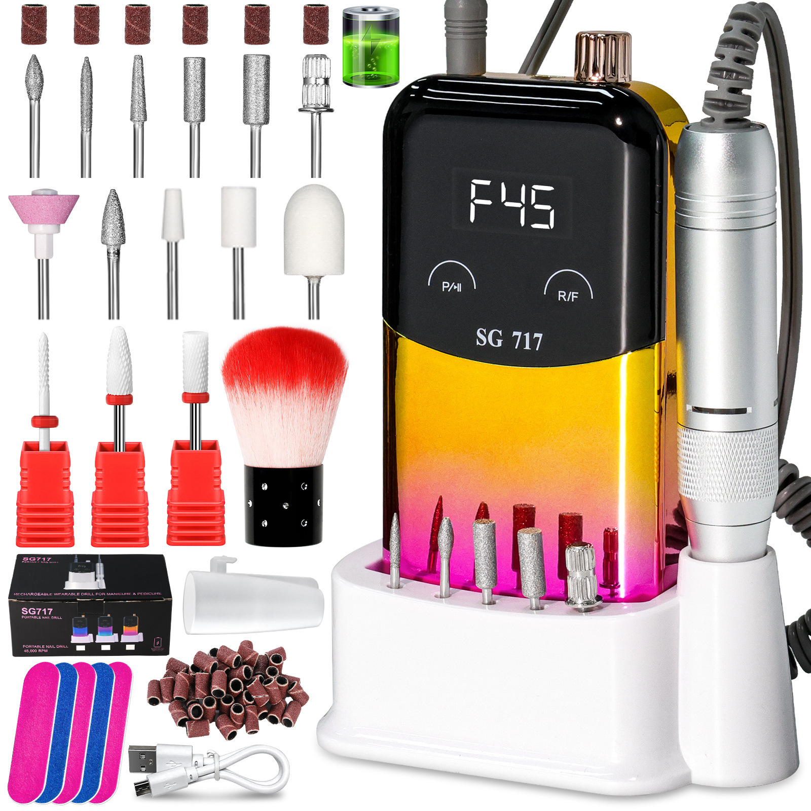 Nueva lijadora de uñas portátil transfronteriza SG717 Lijadora de uñas eléctrica con almacenamiento de energía