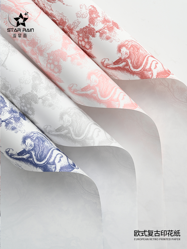 Lluvia de meteoros retro europeo flor de embalaje de papel ramo flor de embalaje impermeable estilo de papel de arte material floral