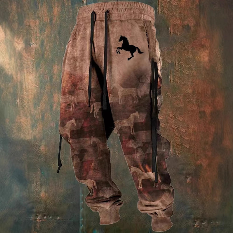 New Men's Sweatpants Joggers Male Drawstring Elastic Waist 3D Printing Graphic Plaid Breathable Sports Streetwear