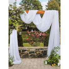 X 1163 跨境外贸TEMU新款2件6米白色雪纺拱门布料婚礼拱门