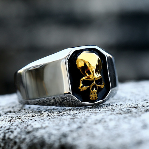beier foreign trade punk style hip hop skull titanium steel ring manufacturer wholesale new men's stainless steel ring