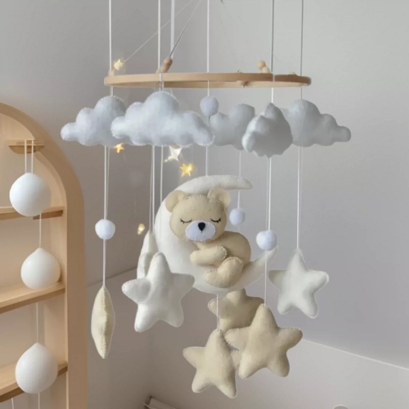Transfronterizo amazónica nórdica felt animal cama campana colgar decoración cama bebé bebé conductor ojos campana cama