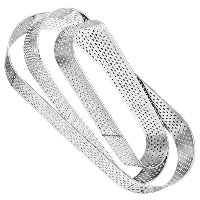 New Product 430 Stainless Steel Oval Tower Ring French Cake Mold 2.0 High Hole Fruit Lemon Tart Mold