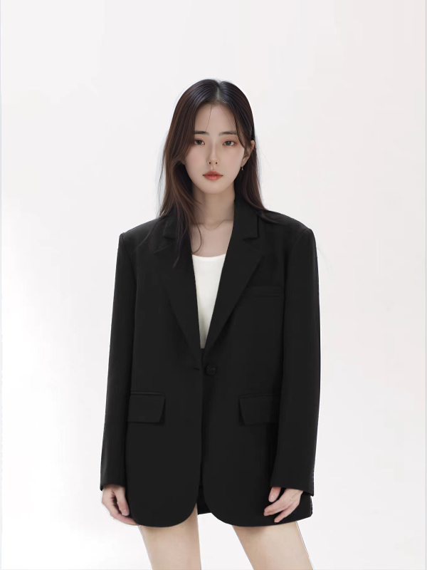 设计感灰色西装外套女2025秋季新款宽松慵懒风休闲小西服潮流百搭|undefined