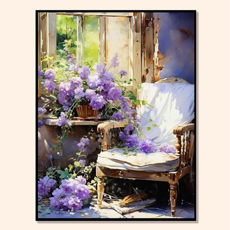 Pintura al óleo digital DIY paisaje floral pintada a mano pintada al óleo pintada decoración de la sala de estar pintada colgante de alta calidad pintura descomprimida image 47