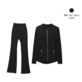 Stand Collar Black Gold Flared Suit