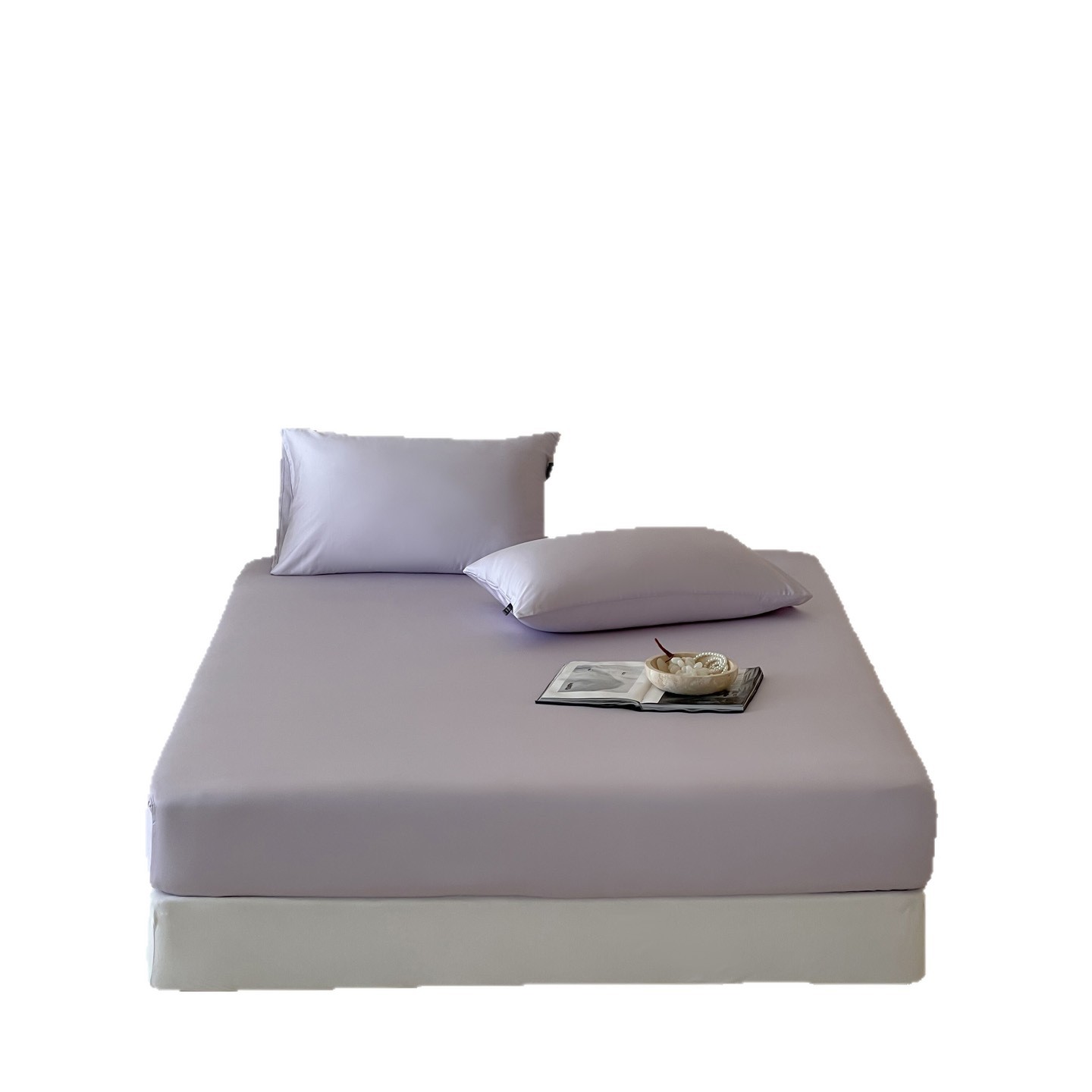 Minimalist Style Cool Breeze Solid Color Tencel Single-Piece Fitted Sheet 1.5 1.8m Tencel Silky Bed Cover Non-Slip