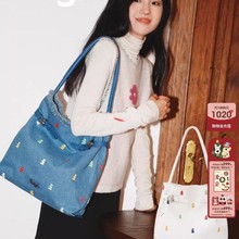 Tagi同款想象搭扣包帆布hobo皮质托特单肩包女大容量印花手提包袋