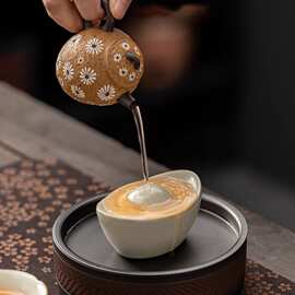 米黄汝窑元宝茶宠盖置摆件冰裂开片可养茶具茶台小摆设茶道零配件