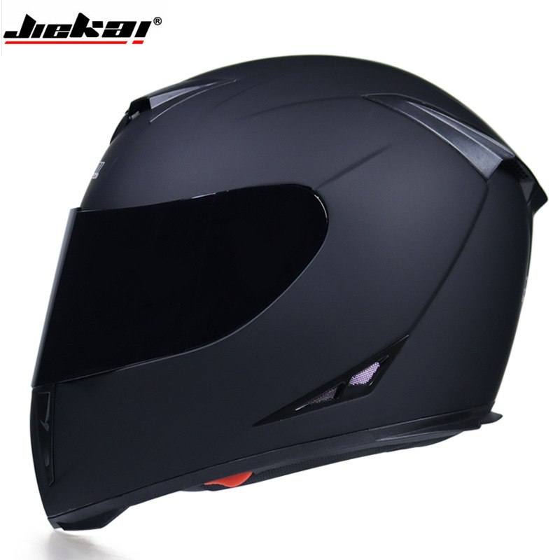 Jiekai casco de bicicleta de coche eléctrico casco completo de hombres y mujeres personalidad de la cubierta completa Four Seasons doble lente cálida tapa antiniebla
