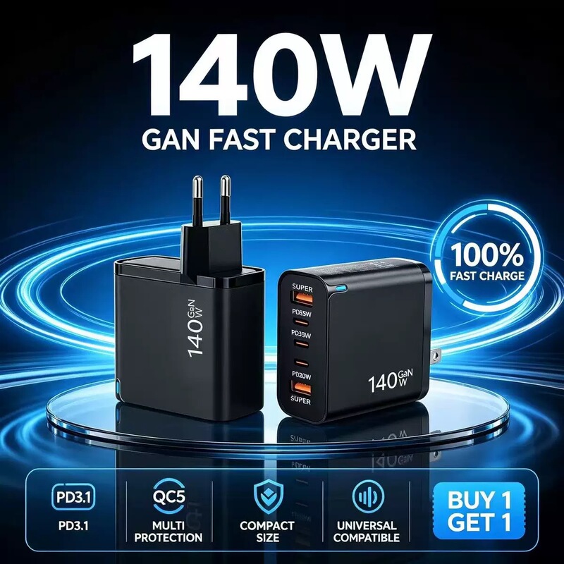 Gallium Nitride 140W Multi-Port Charger Type-C Charging Plug Us Standard Eu Standard Uk Standard Adapter Pd Fast Charging Head Gallium Nitride 140W Multi-Port Charger Type-C Charging Plug Us Standard Eu Standard Uk Standard Adapter Pd Fast Charging Head