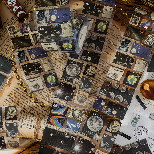 Momo Natural Post Office Series Retro Stamp Waste Disposal Tape Stamp Style Handbook DIY Decorative Collage 8 Styles