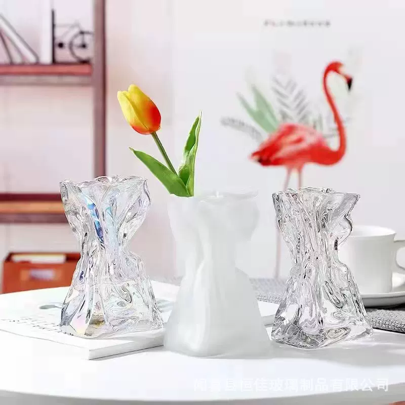 现代创意不规则折纸花瓶高级感炫彩创意水培插花摆件客厅装饰