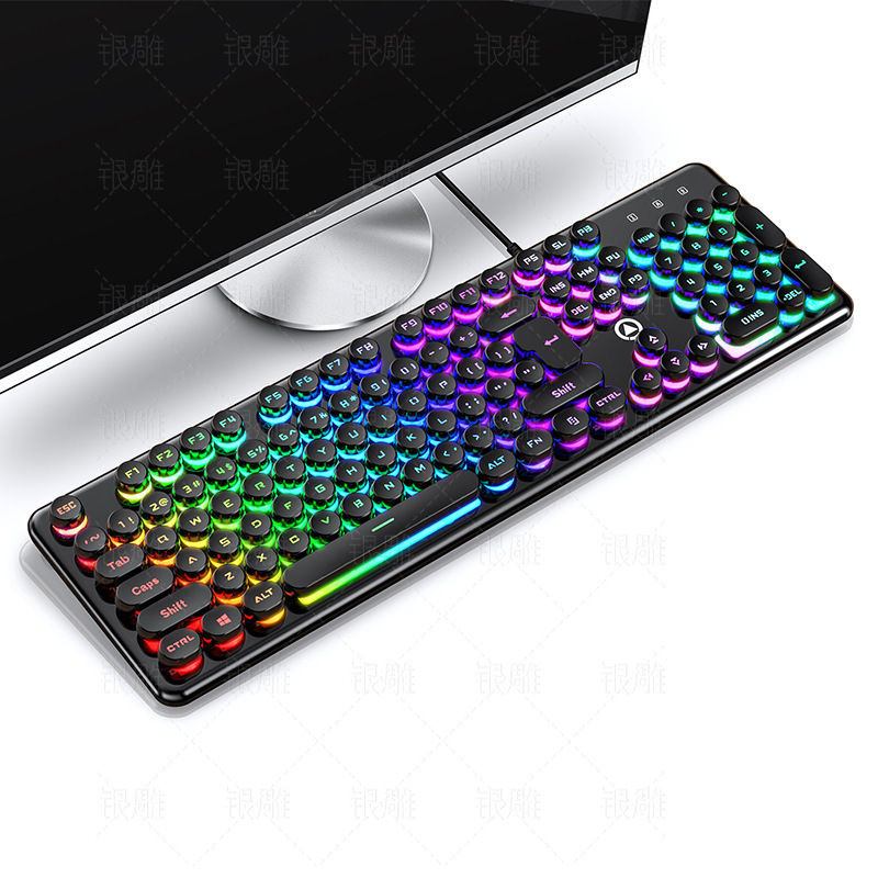 Silver Eagle V7 クリスタルメカニカルフィールゲーミング有線キーボードラウンドパンクキーキャップ発光クロスボーダーアマゾン卸売|undefined