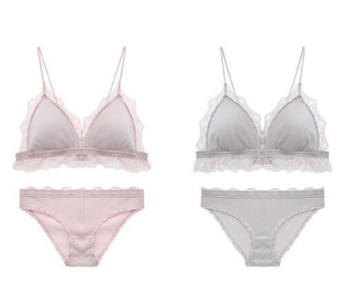 Thin strap, no wire, triangle cup, French lace, sexy, youthful, student style, innerwear set, bra and pants set, wholesale