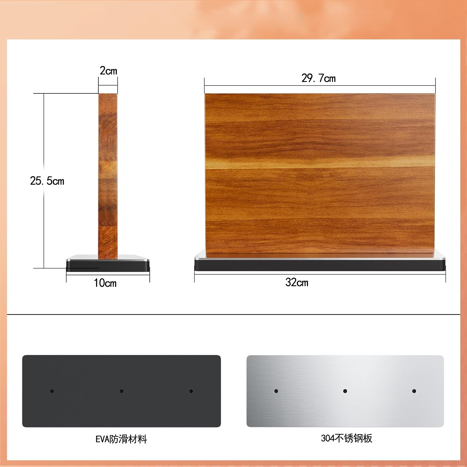 Titular de cuchillo de madera magnético de doble cara titular de cuchillo de cocina multifuncional titular de cuchillo práctico de madera para el hogar