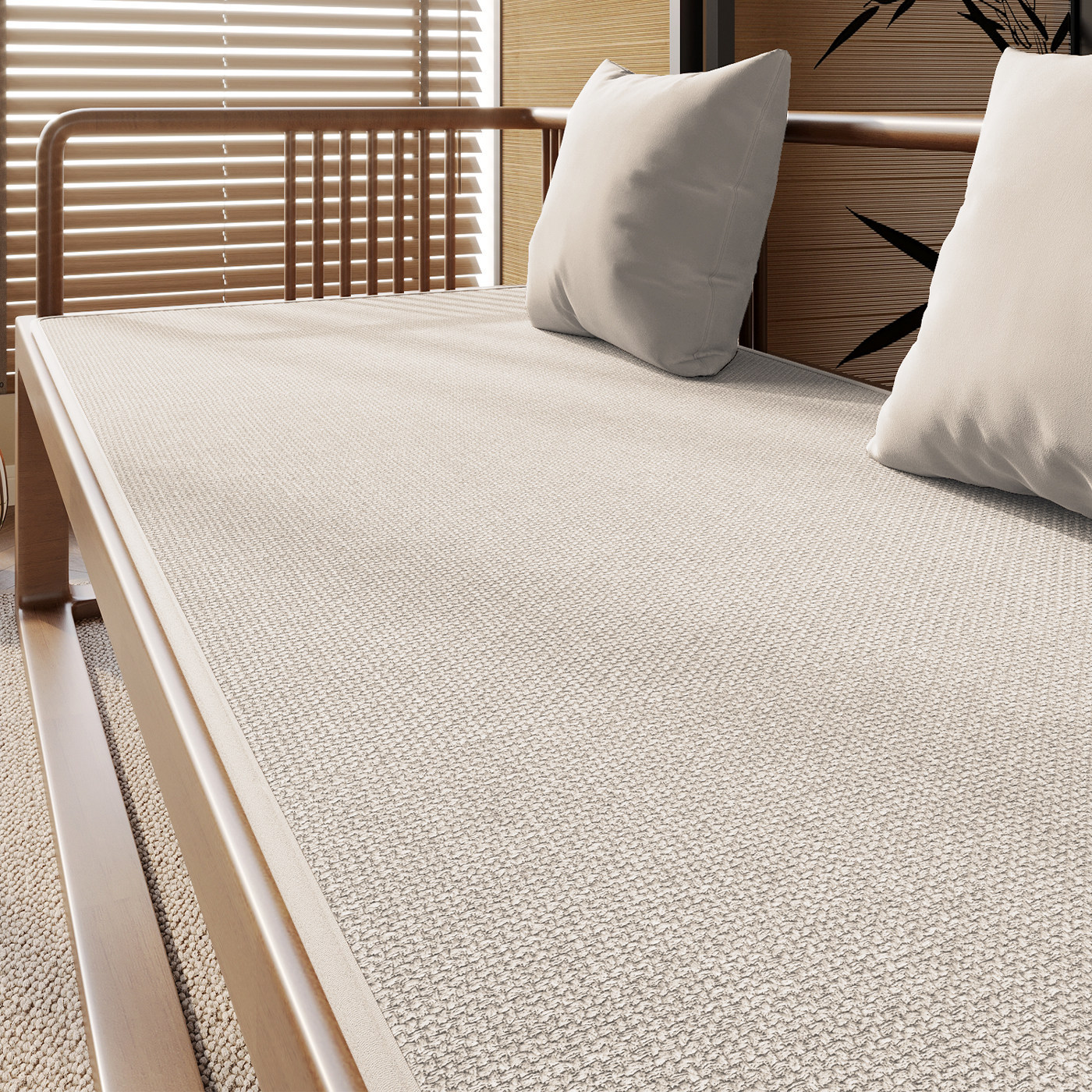 Cojín de sofá de madera maciza de estilo medieval, tapete de verano, cojín para silla, cojín de sofá de ratán y madera de sequoia, cojín de ratán antideslizante con sensación refrescante
