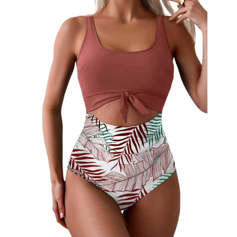 2026 Europa y América amazon trajes de baño de mujer abdominales cerrados trajes de baño de correa hueca