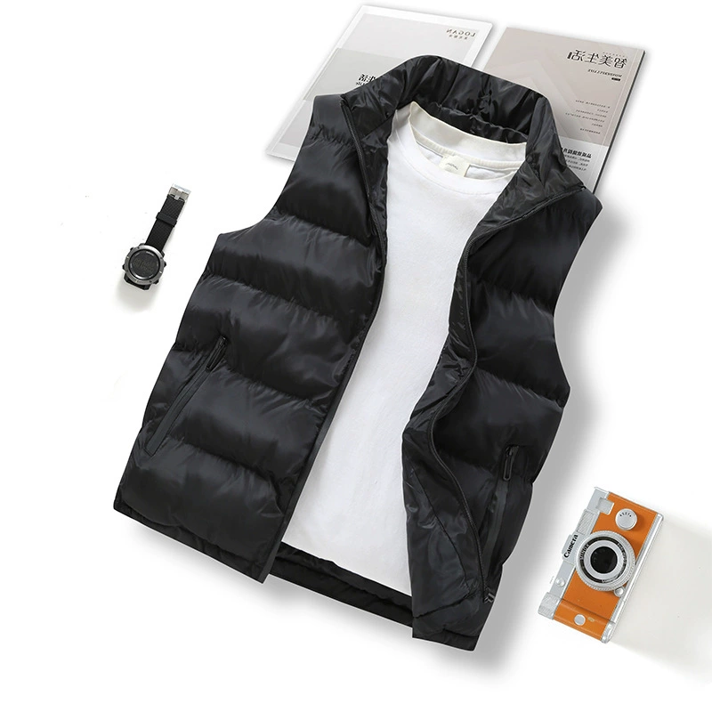 Новый осенне-зимний мужской пуховик из хлопка, простой воротник-стойка, талия, теплый повседневный жилет, куртка, мужской жилет