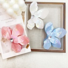 高品质新款韩国朝仙水钻气质幻彩质感立体后脑勺盘发鲨鱼夹女饰品