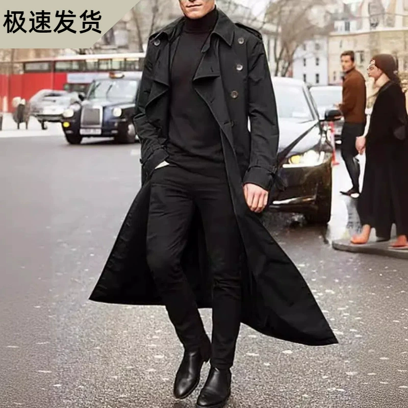 2024, трансграничная AliExpress Amazon Independent Station, европейская и американская мужская удлиненная ветровка, модная повседневная мужская куртка