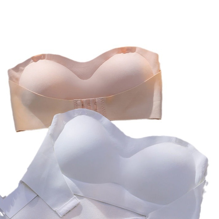 小さな胸の女性のためのアイスシルク夏用下着、プッシュアップ、滑り止め、副胸縮小、たるみ防止、シームレスなチューブトップ、美しいバックブラジャー、薄いスタイル|undefined