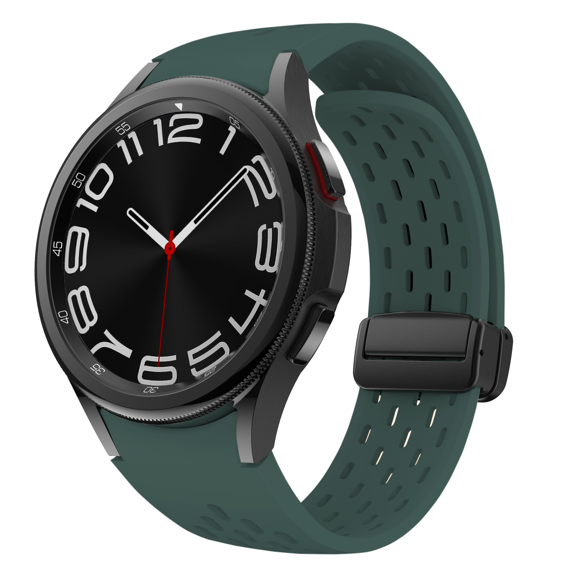 适用三星Watch5Pro/6网款折叠磁吸扣硅胶表带Watch440mm 44mm腕带