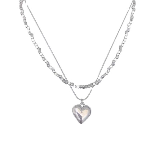 双层爱心项链碎银几两甜酷时髦锁骨链ins小众设计高级感颈链女潮