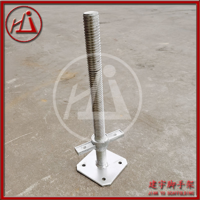 脚手架可调节支撑底座 镀锌丝管 工地施工 爬梯可调底座Base Jack