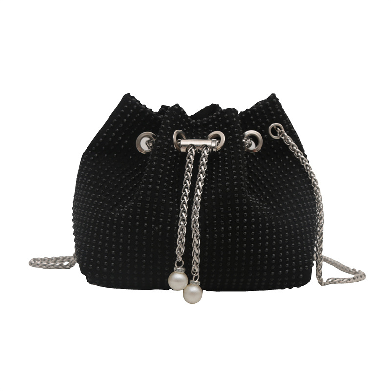 2025 nuevo bolso femenino, bolso de diamantes de imitación, bolso de cubo de diamantes con cadena llena de diamantes, diseño de nicho, bolso de mensajero de moda de moda