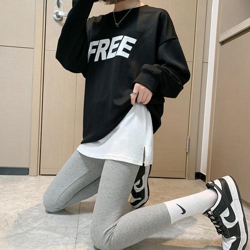 Thick padded small buttock curtain sweatshirt base layer for autumn and winter, two-piece false bottom hem covering buttocks
