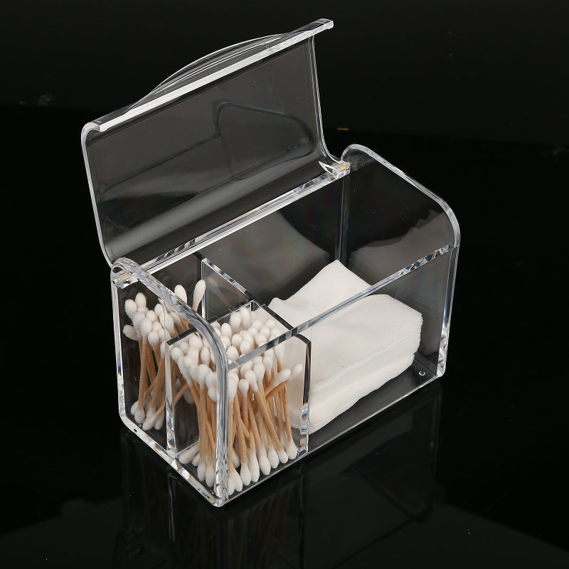 Flip acrylic cotton swab storage tube transparent cosmetic storage box dustproof cotton swab storage box with lid