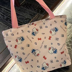 かわいいキティハンドバッグ大容量トートファッション漫画バッグ女性のかわいい多用途キャンバスバッグショルダー通勤
