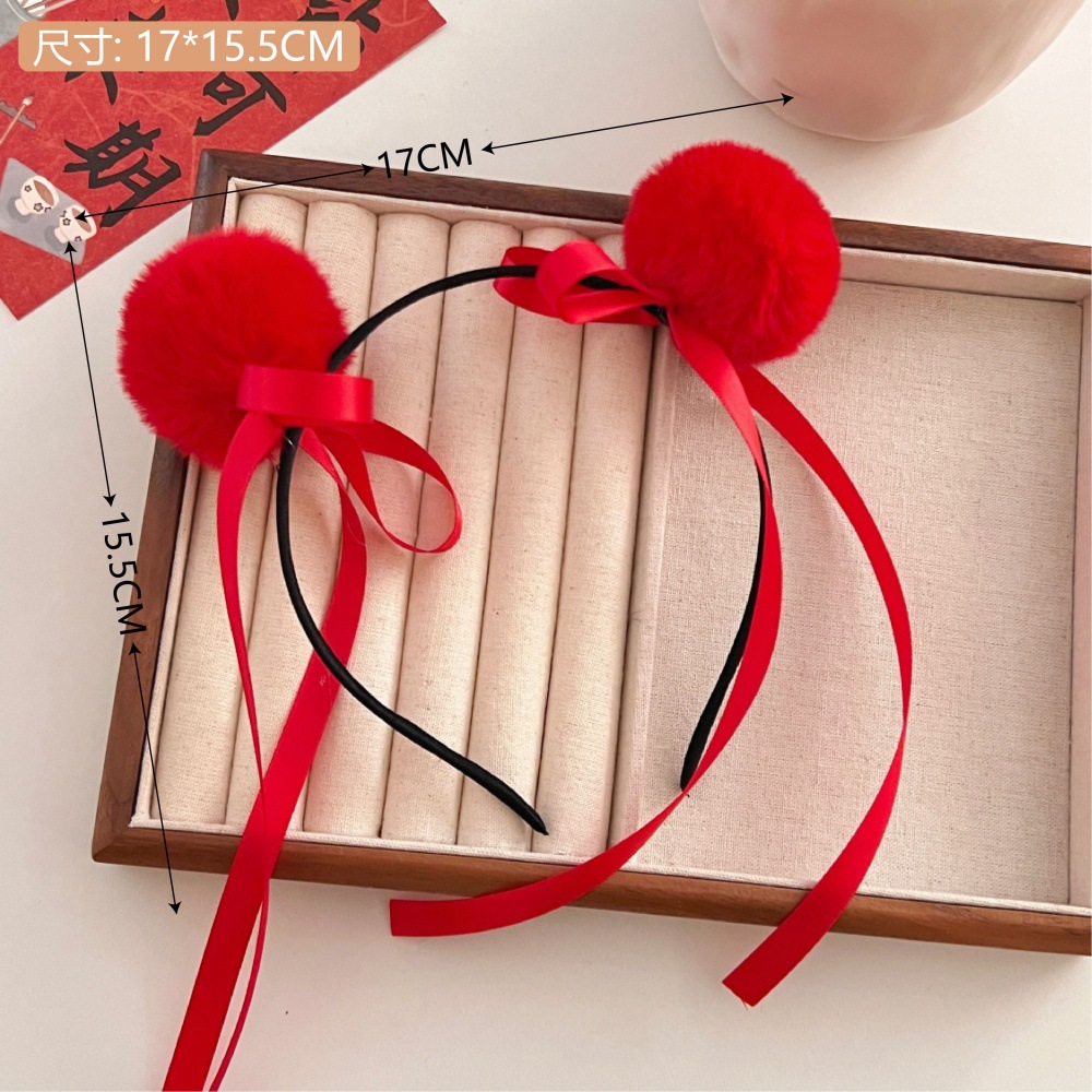 Cute tocado de bola pequeña banda de pelo animación imagen decoración de bola de pelo banda de pelo fotógrafo universal tarjeta de pelo bola