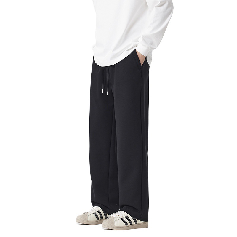 Otoño nuevo negro cómodo rectas sensación simple pantalones grises convencionales otros pantalones de fibra de polietileno en stock