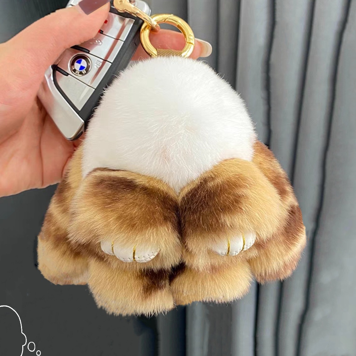 Rex conejo decoración de piel de conejo colgante de felpa bolsa de piel lindo mini leopardo conejo llavero Coche