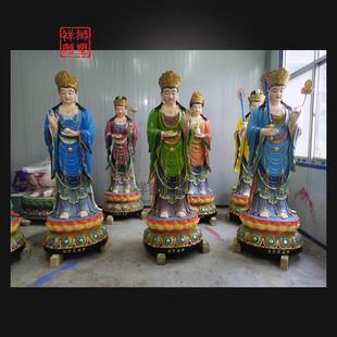 Large Painted Bronze Buddha Statue of the Eight Bodhisattvas by Xiangshi, Custom-Made According to Drawings, Factory Supply