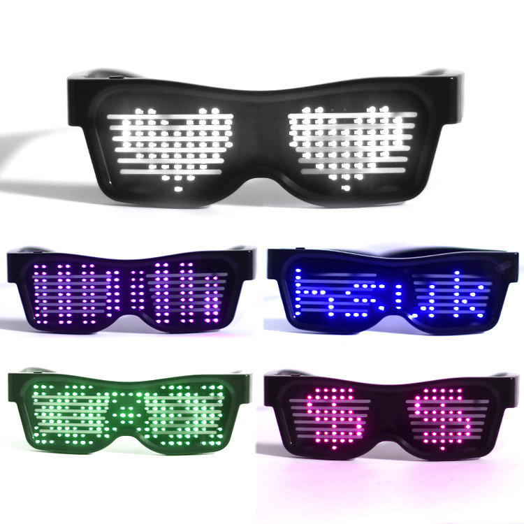 APP cambiante gafas luminosas 3D patrón dinámico alternando intermitente DIY gafas luminosas LED gafas luminosas