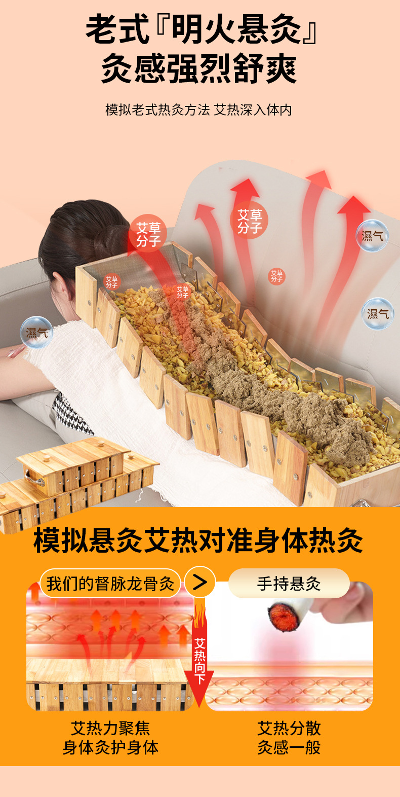 Longan Wood Dragon Bone Moxibustion Box Extended Large Back Warming Tool with Stone Ground Moxa Wool 1000g key features