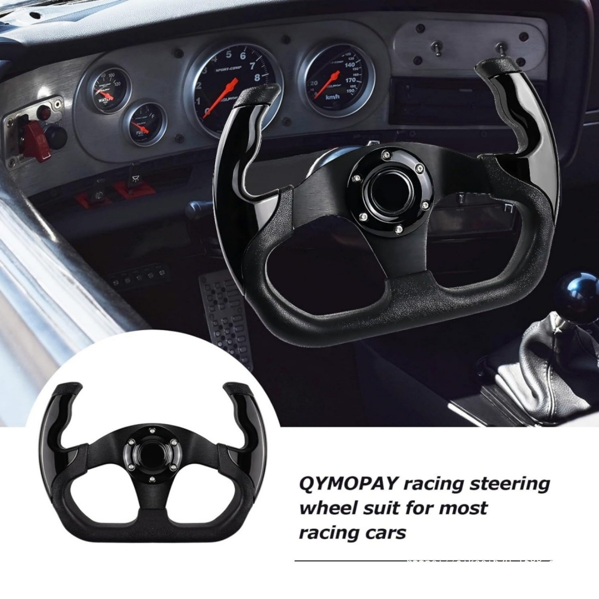 Car Modified Pu Steering Wheel Competitive Game Kart 13-Inch 320mm Imitation Racing Steering Wheel Adaptable to Universal