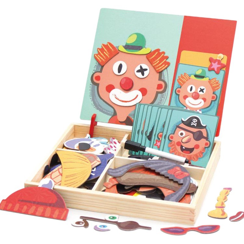 Rompecabezas de educación temprana para niños características faciales rompecabezas magnético pegatinas magnéticas que se cambian de ropa 3-6 años de edad juguetes de jardín de infantes Rompecabezas 2 al por mayor