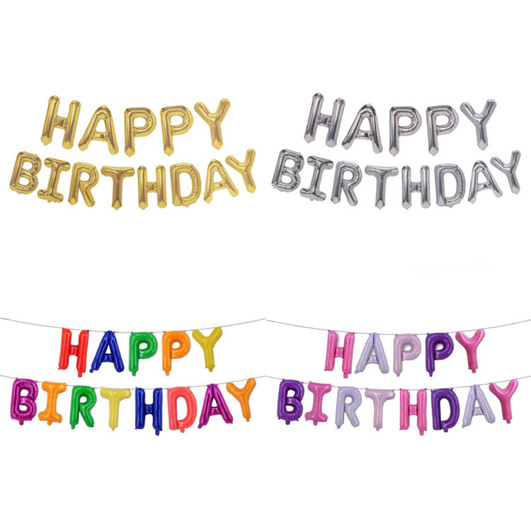16-inch Happy Birthday birthday letter set imitation American birthday happy aluminum foil letter balloon wholesale 