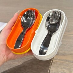 プリントポータブルスプーンとフォークセットショートハンドル食器ベビースプーンパチャセット