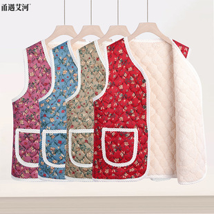 Autumn and Winter Warm Mom Vest Fleece-Lined Vest Thickeneded 2024 New Middle-Aged and Elderly Women's Vest Sleeveless Waistcoat Versatile