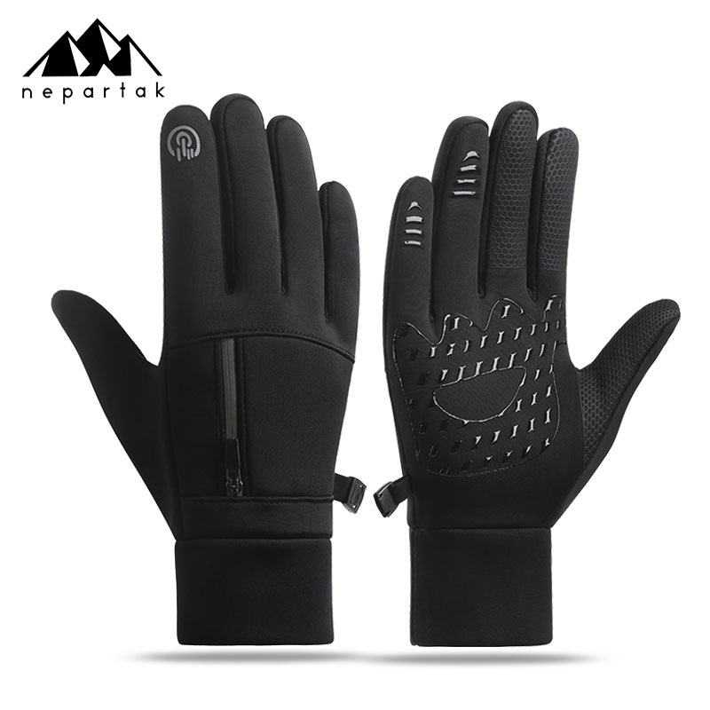 屋外防水手袋、冬用タッチスクリーン、防風性と保温性、ジッパー付きスポーツ手袋、男性と女性用、ベルベット、登山、スキー用手袋