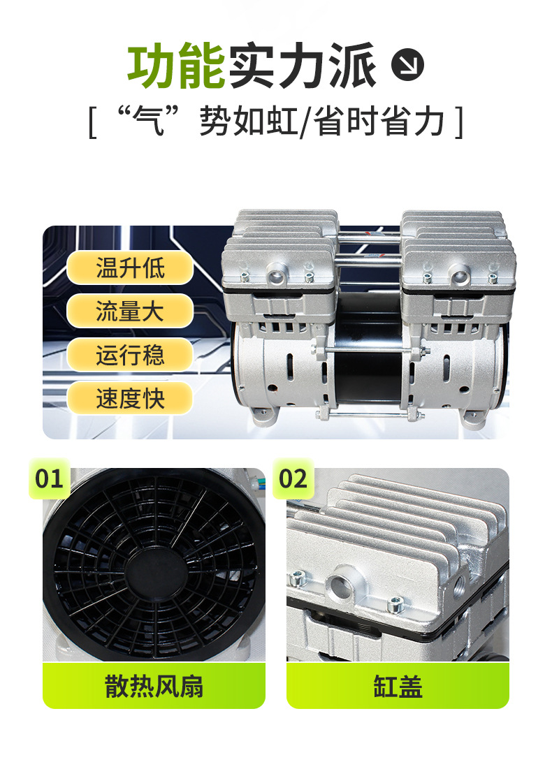 Lihao Electromechanical Dc 24V48V Oil-Free Air Compressor Ol750D Large Flow Booster Inflatable Silent Durable Piston