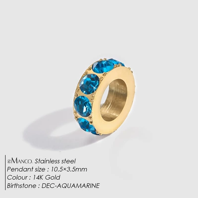 Zərgərlik ara hissələri: Large Hole Spacer Spacer Beads - december-lake-water-blue-gold