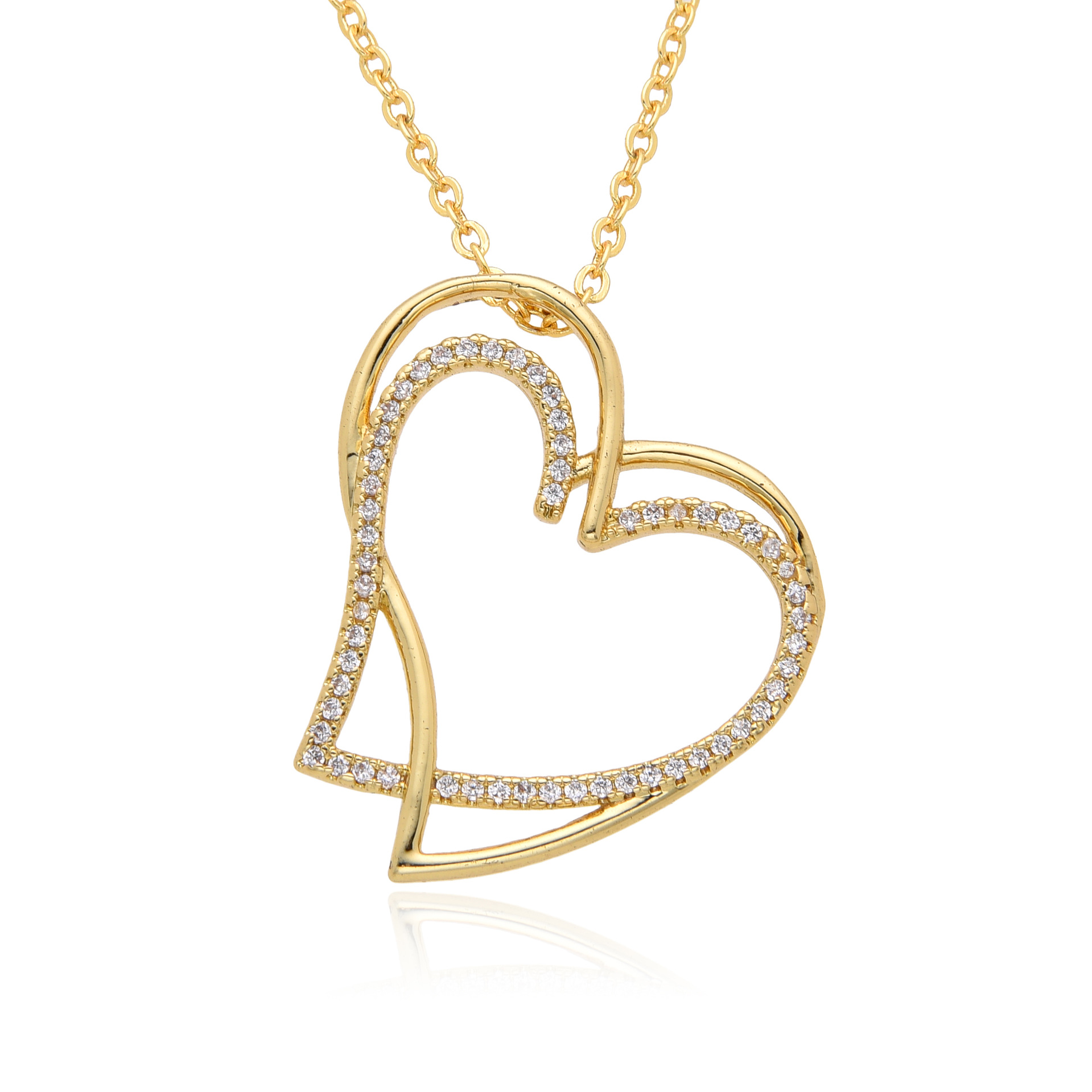 8g Weight 18K Gold Plated Plating Material Copper Pendant Material Pendant Necklace Classification Copper Chain Material 1 Piece Quantity Date, Tea Party Occasion Copper Material Heart Shape Pattern Women's Gender Sweet, Simple Style Style Copper 18K Gold Plated Heart Shape Pendant Necklace 8