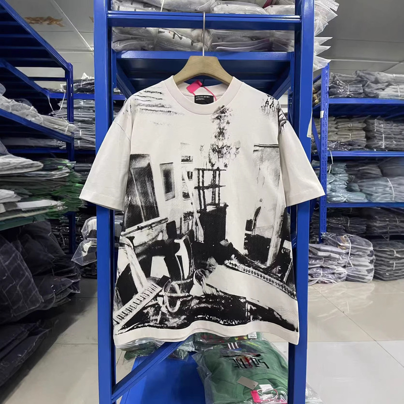 Erd Melancholic Rich Second Generation Fw25 "Kandinsky" Abstract Bedroom' Washed Vintage T-Shirt Short Sleeve