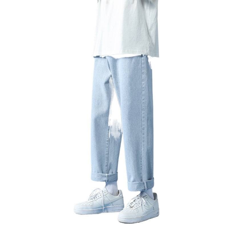 Jeans para hombres 2023 Nuevos pantalones casuales rectos sueltos Pantalones anchos pantalones cortos delgados de otoño para hombres